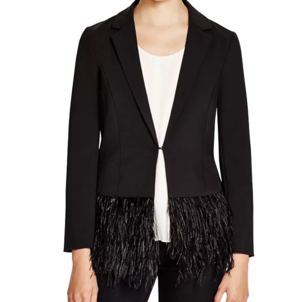 BRAND NEW Lucy Paris Bloomingdales feather trim blazer